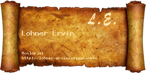 Lohner Ervin névjegykártya